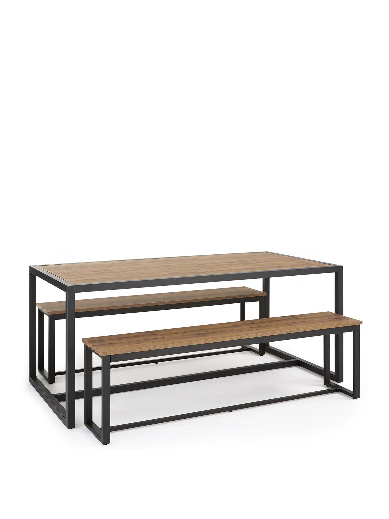  image of very-home-harlem-mid-oak-dining-table-amp-2-benches-fsc-certified