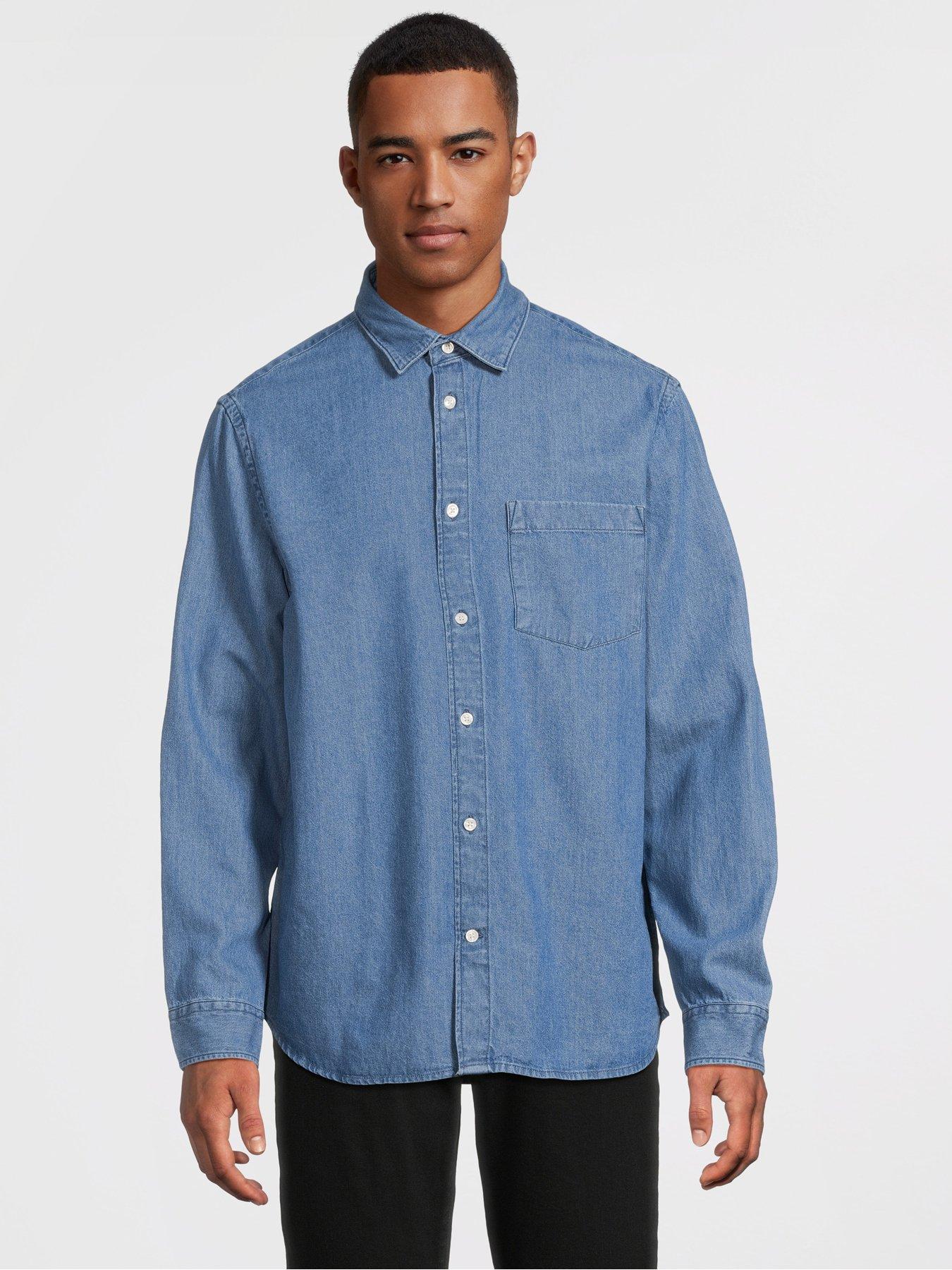 Image 1 of 5 of Selected Homme Regular Fit Long Sleeve Denim Shirt - Blue