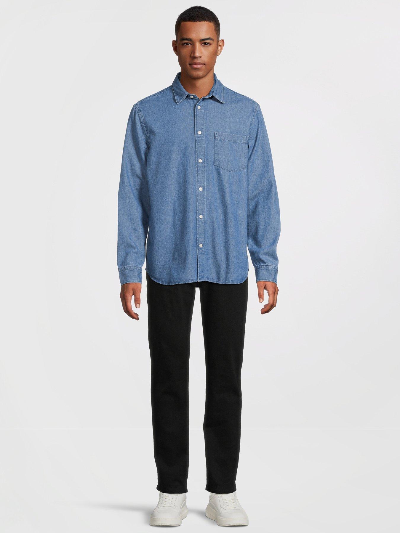 Image 3 of 5 of Selected Homme Regular Fit Long Sleeve Denim Shirt - Blue
