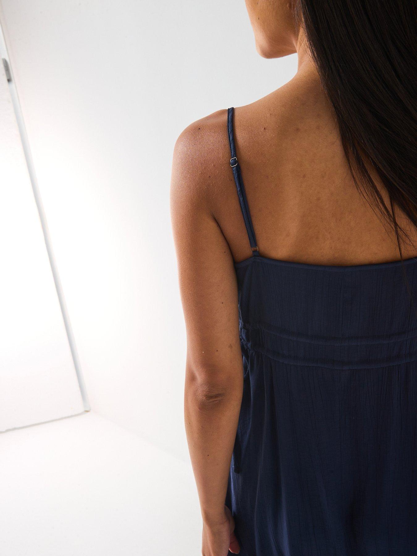  image of only-billy-sleeveless-string-midi-dress-navy