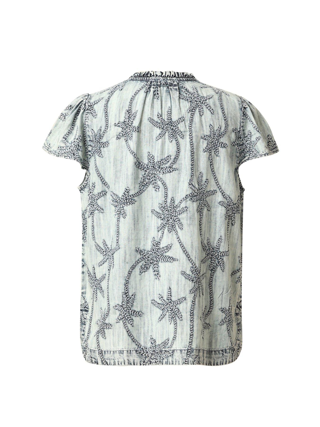  image of emily-lovelock-claire-palm-print-denim-top