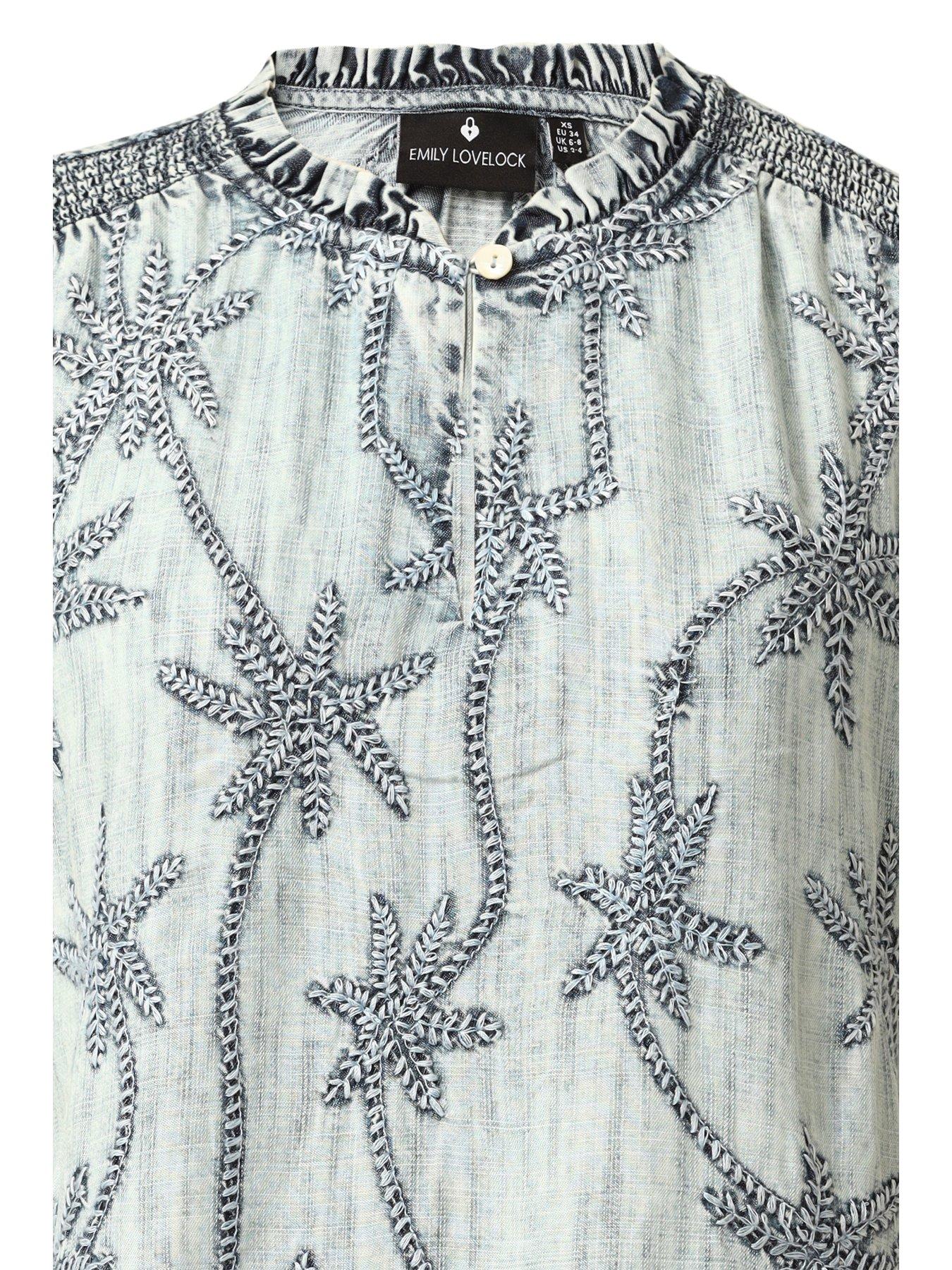  image of emily-lovelock-claire-palm-print-denim-top