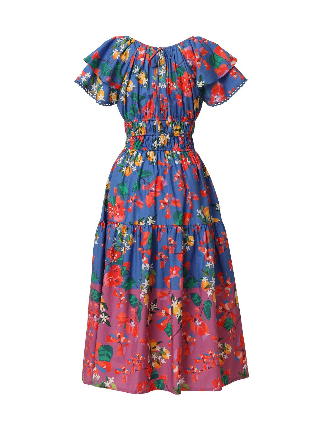 Image 2 of 3 of Emily Lovelock Valetina Printed Wrap Dress - Multi