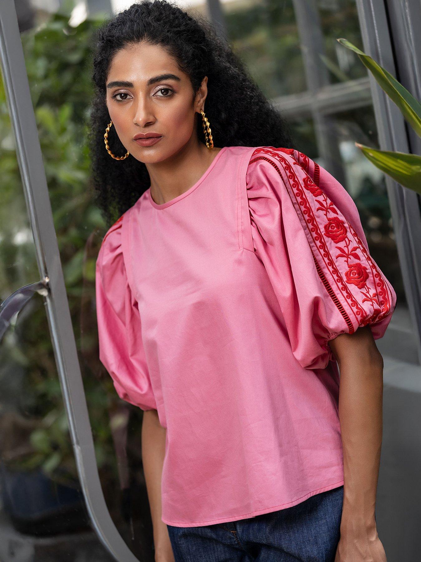 Emily Lovelock Nora Embroidered Sleve Top