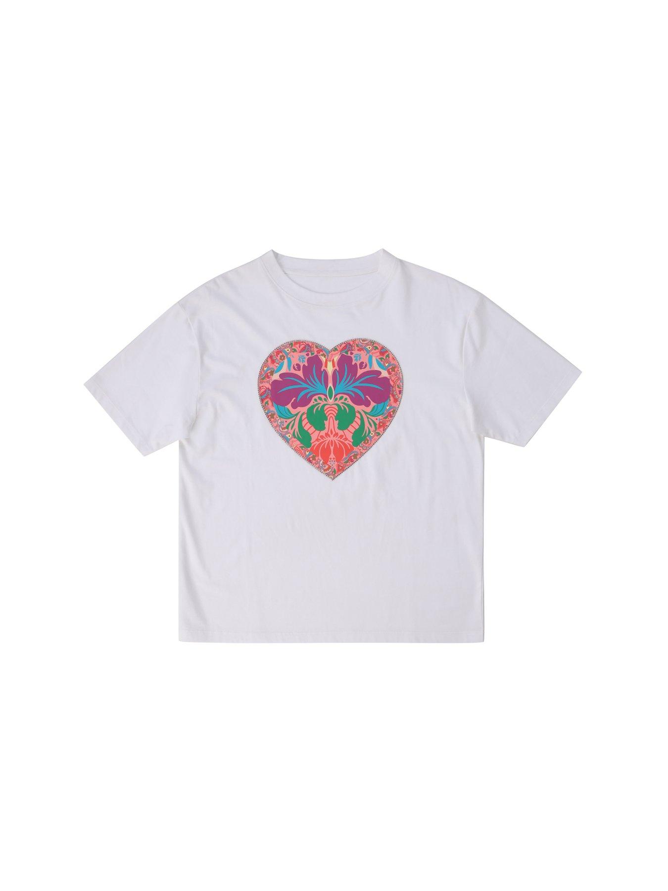  image of emily-lovelock-cathy-heart-graphic-t-shirt-white