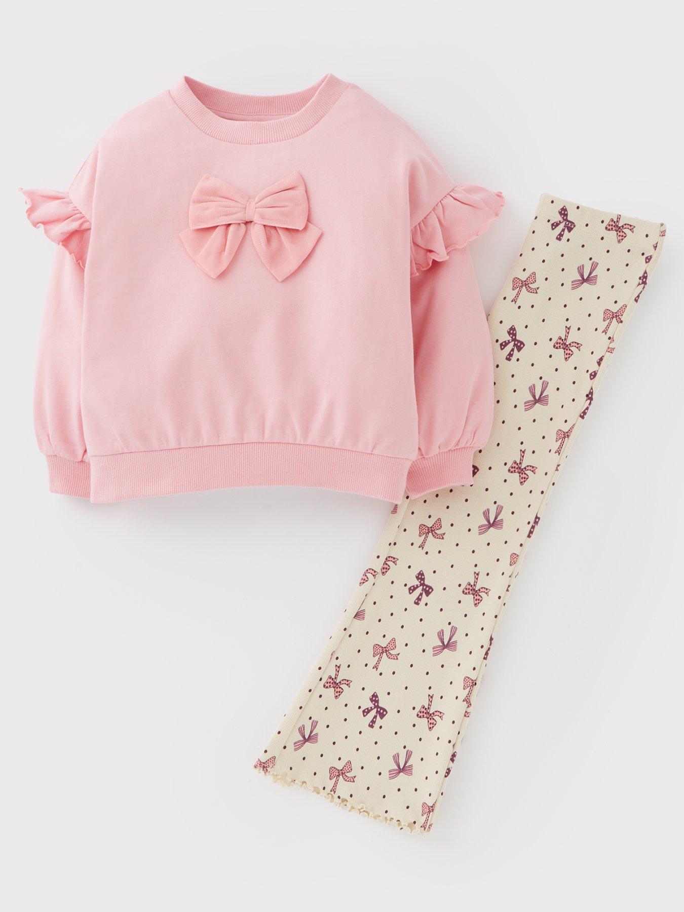 undefined Girls Flare Leggings With 3D Bow Sweat - Multi