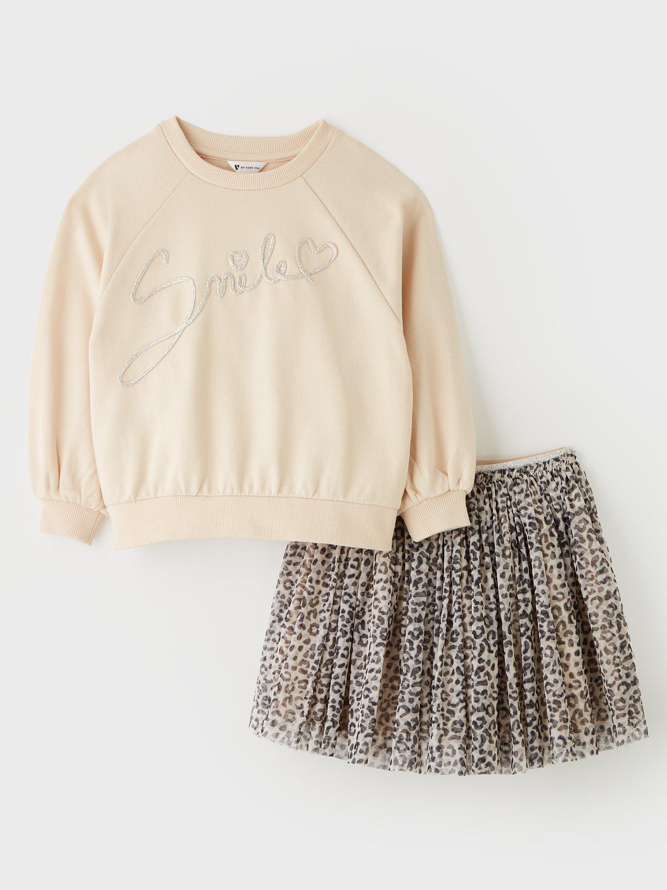 Image 1 of 4 of Mini V by Very Girls Sweat With Tule Skirt - Multi