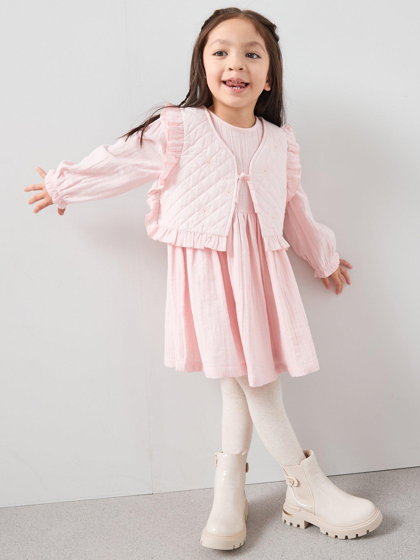 undefined Girls Dress With Waistcoat - Pink