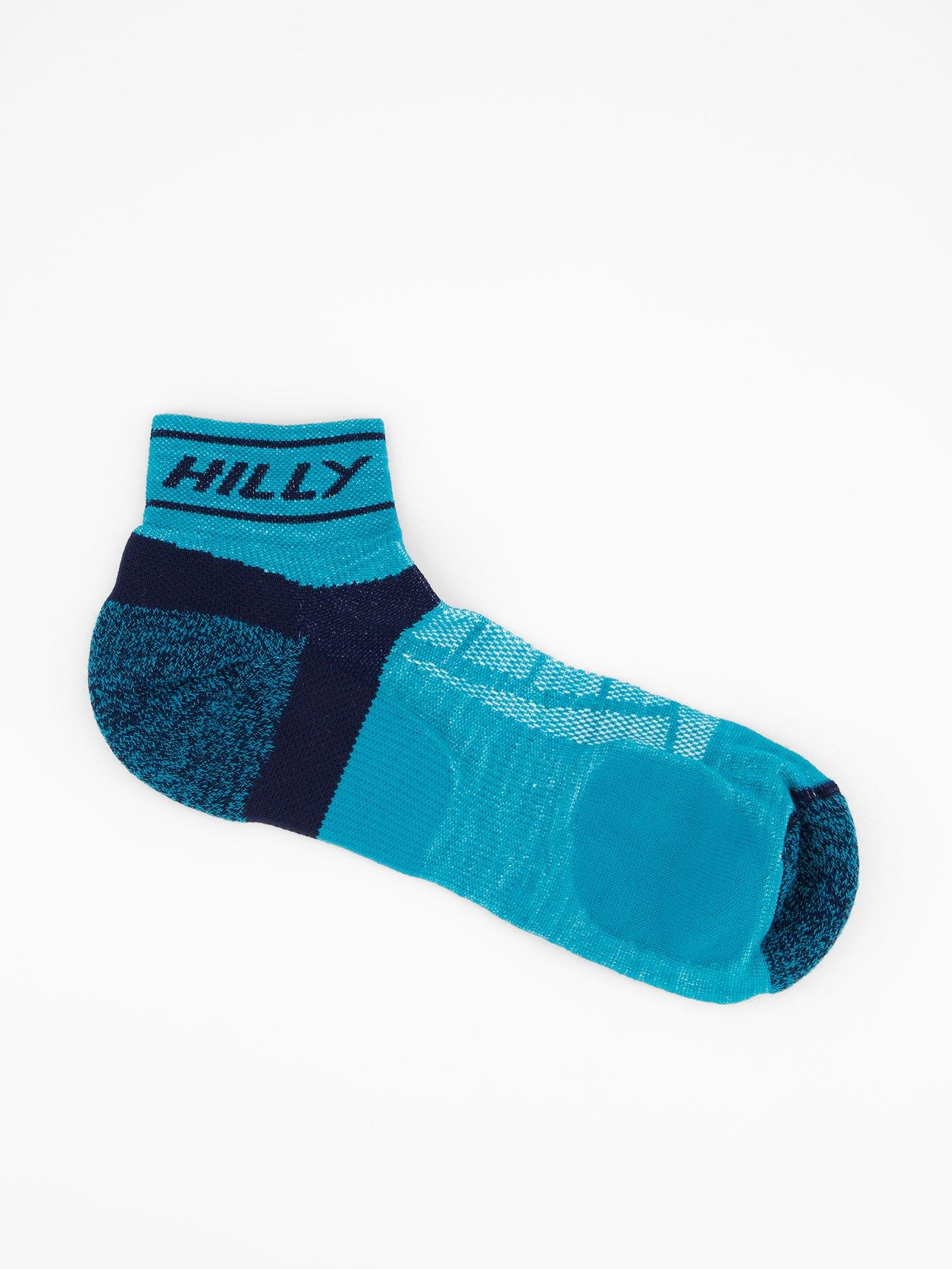 Image 1 of 4 of Hilly Running Medium Cushioning Trail Quarter Socks - Blue