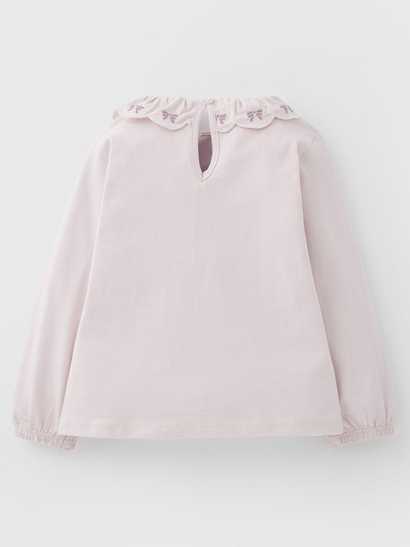 Image 2 of 4 of Mini V by Very Girls Long Sleeve T-shirt With Frill Embroidered Collar - Multi