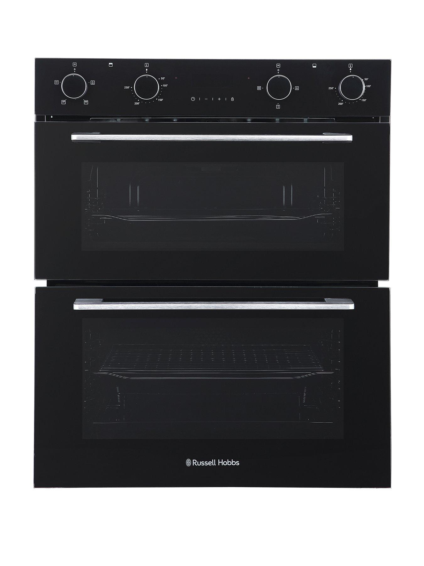 front image of russell-hobbs-rh72deo1001b01-built-in-72cm-high-electric-double-oven-in-black