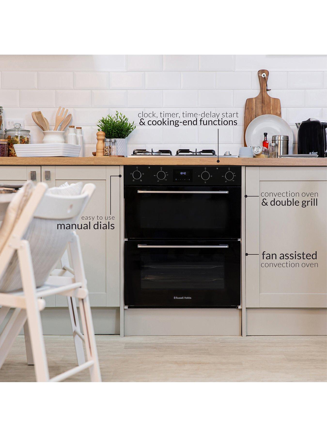  image of russell-hobbs-rh72deo1001b01-built-in-72cm-high-electric-double-oven-in-black