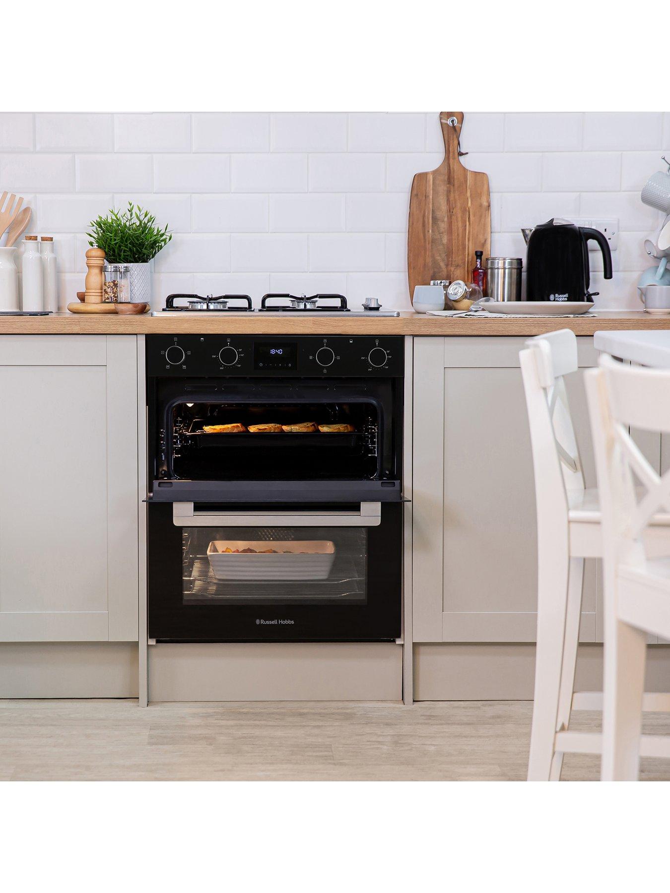  image of russell-hobbs-rh72deo1001b01-built-in-72cm-high-electric-double-oven-in-black