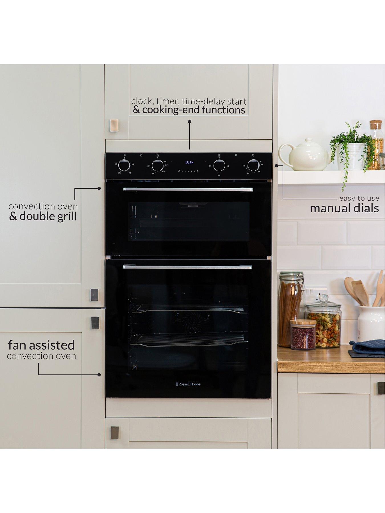  image of russell-hobbs-rh89deo2001b01-built-in-89cm-high-electric-double-oven-in-black