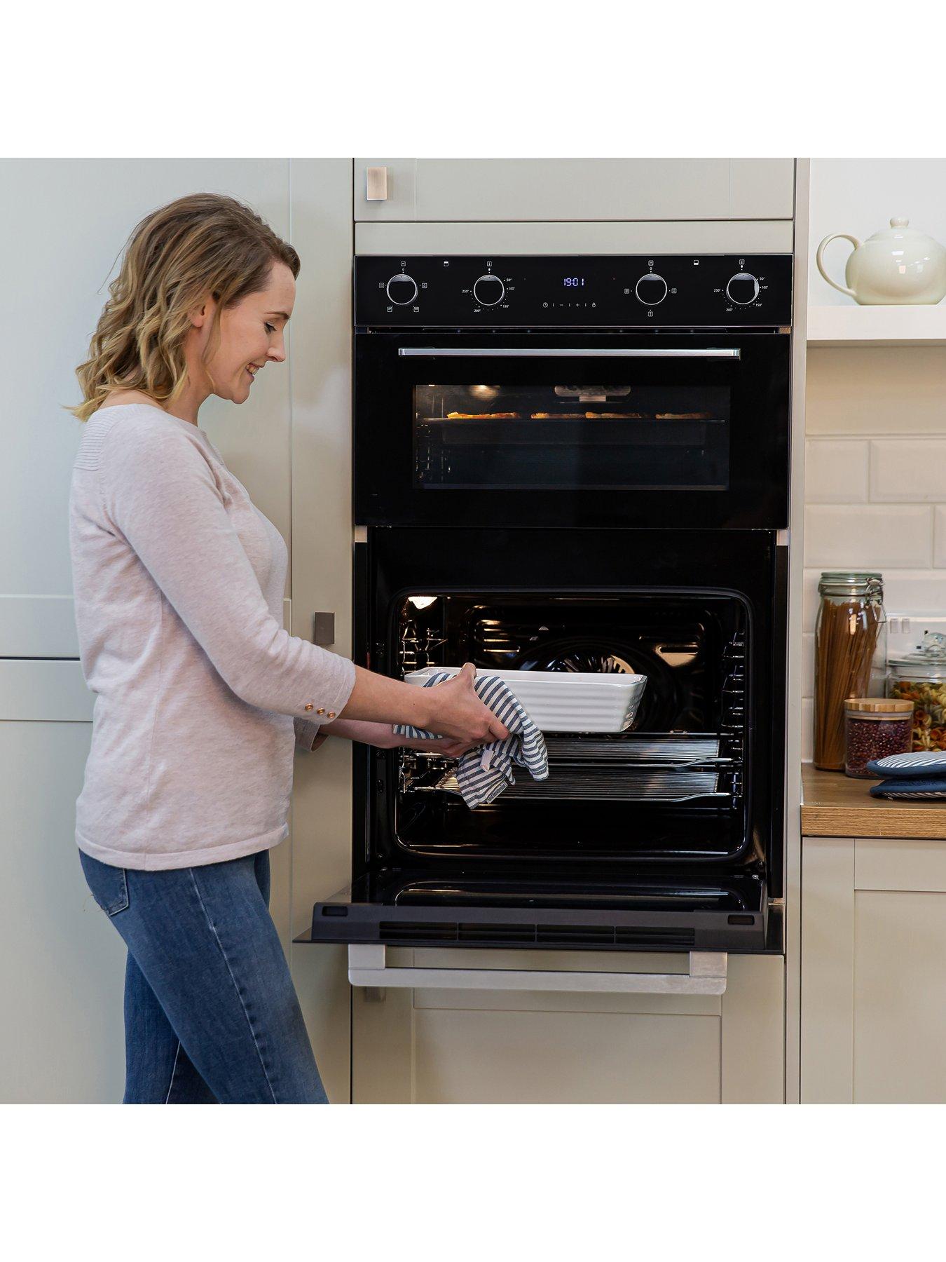  image of russell-hobbs-rh89deo2001b01-built-in-89cm-high-electric-double-oven-in-black