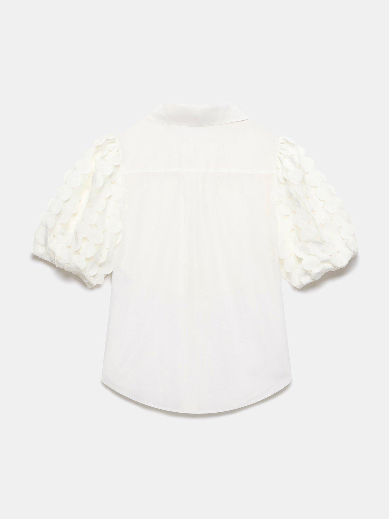  image of mint-velvet-white-organza-puff-sleeve-shirt-ivory