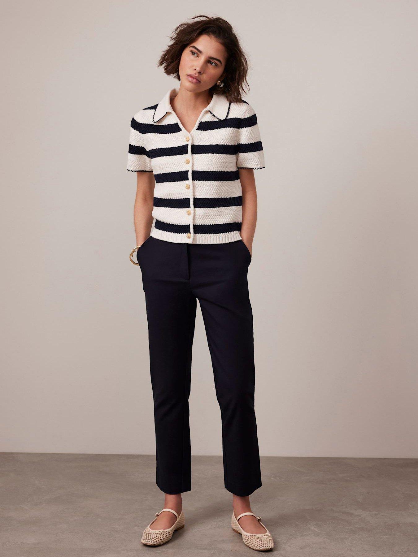  image of mint-velvet-cropped-tapered-trousers-navy