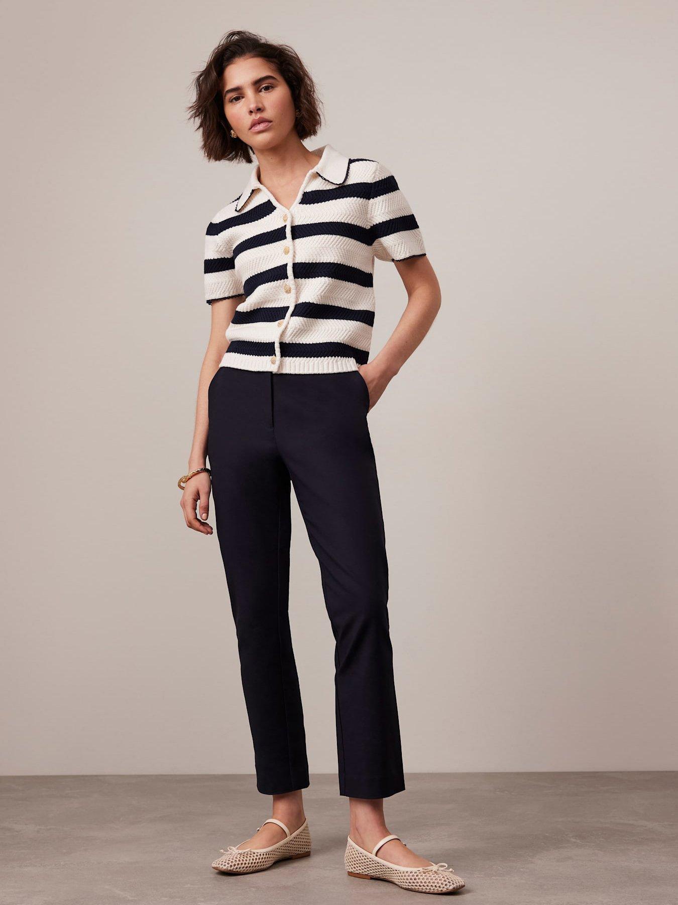  image of mint-velvet-cropped-tapered-trousers-navy