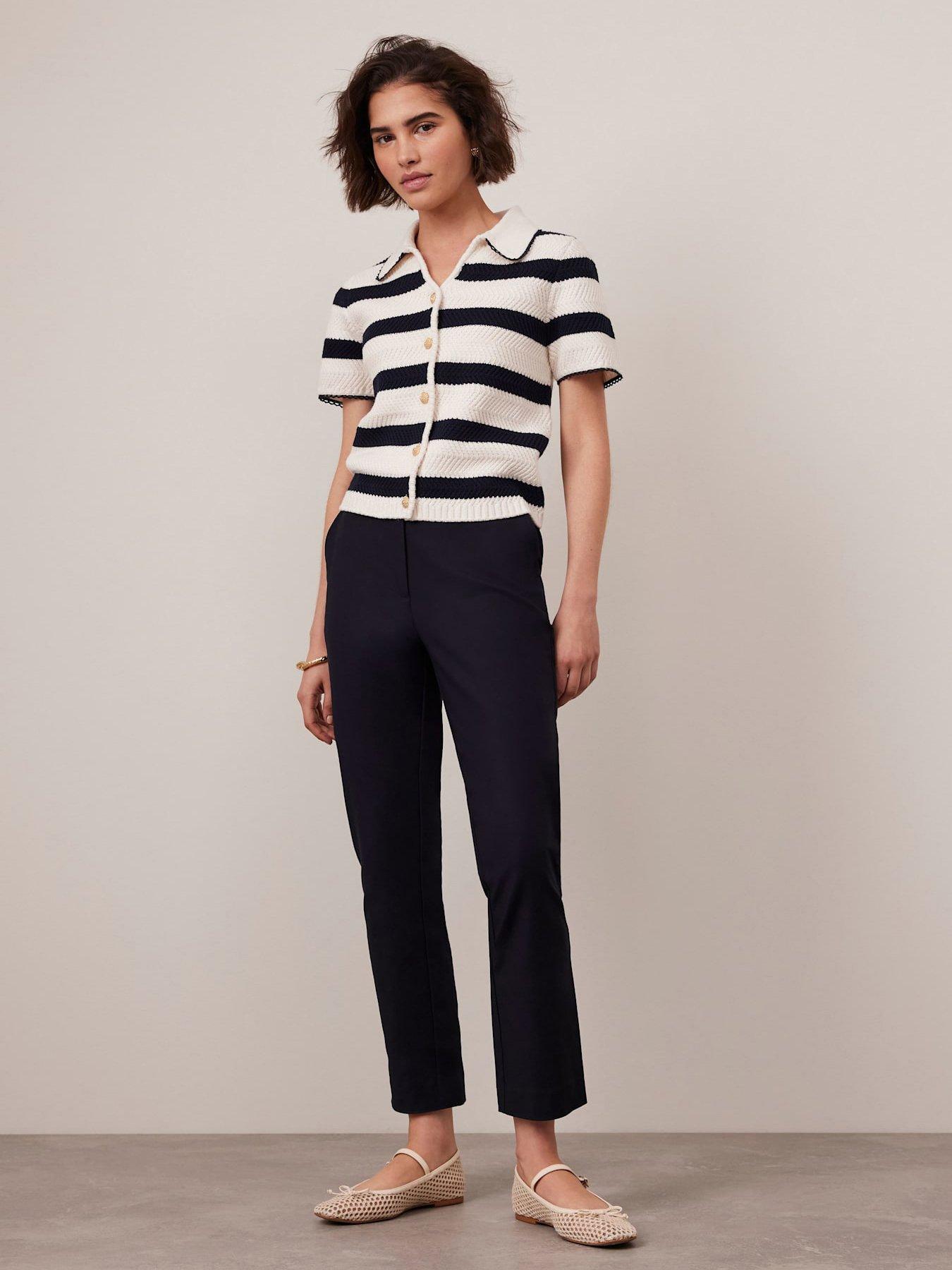  image of mint-velvet-cropped-tapered-trousers-navy