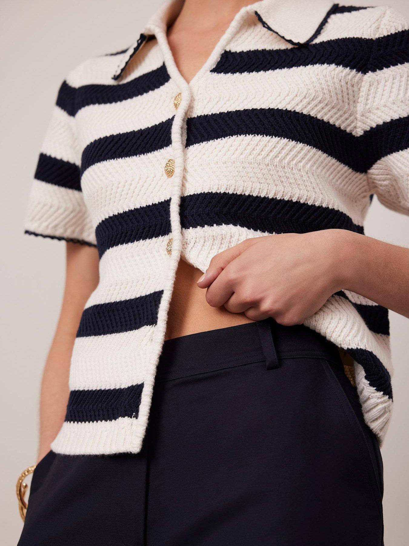  image of mint-velvet-cropped-tapered-trousers-navy