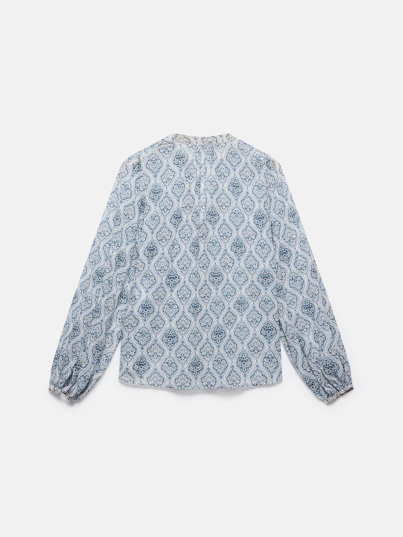  image of mint-velvet-blue-geometric-print-boho-blouse-cream