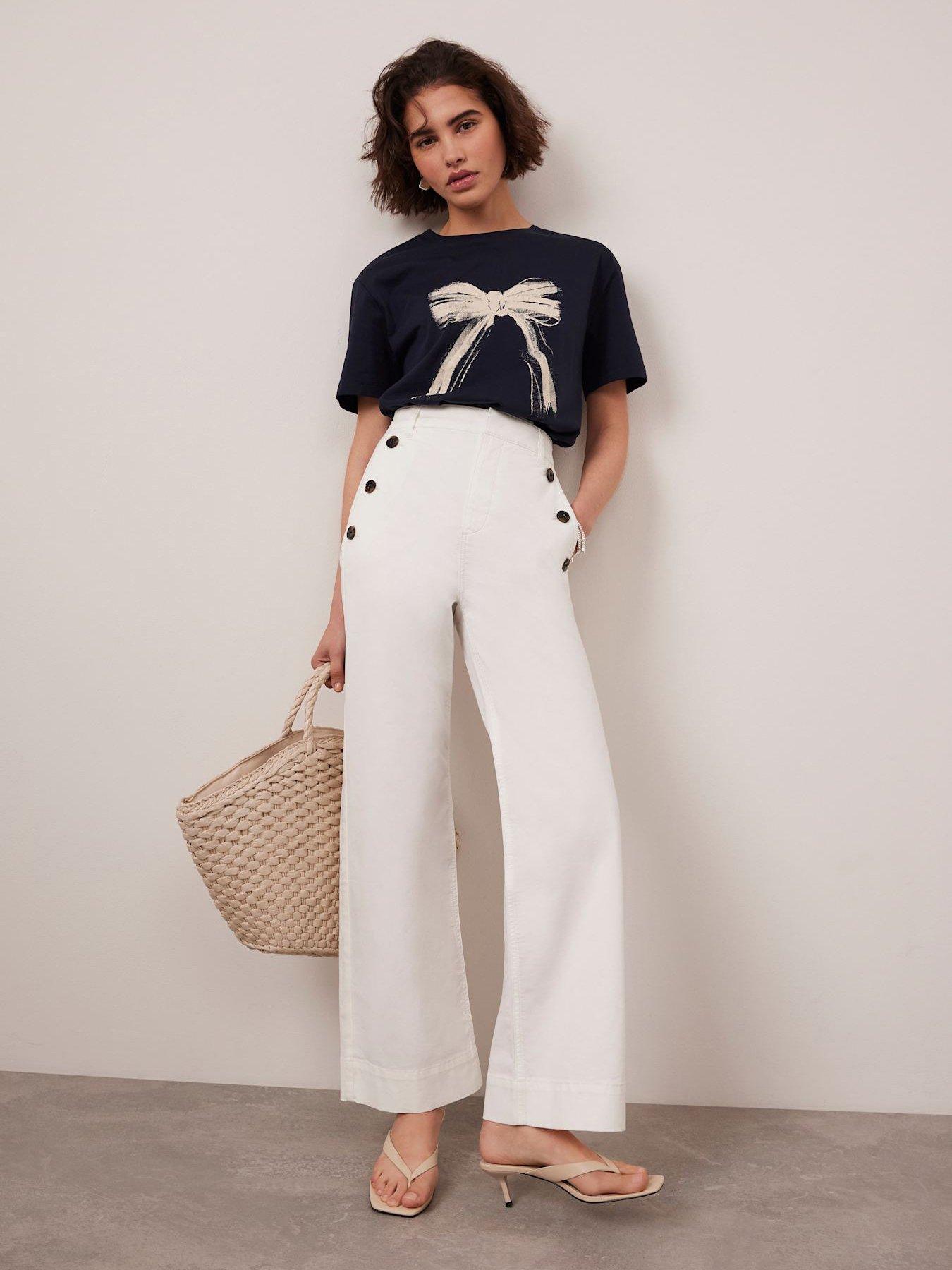  image of mint-velvet-white-button-detail-cropped-trousers-ivory