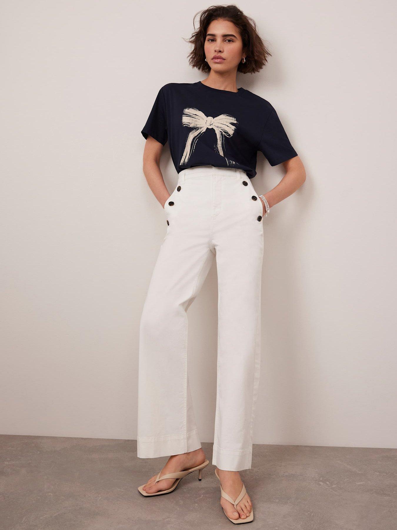  image of mint-velvet-white-button-detail-cropped-trousers-ivory