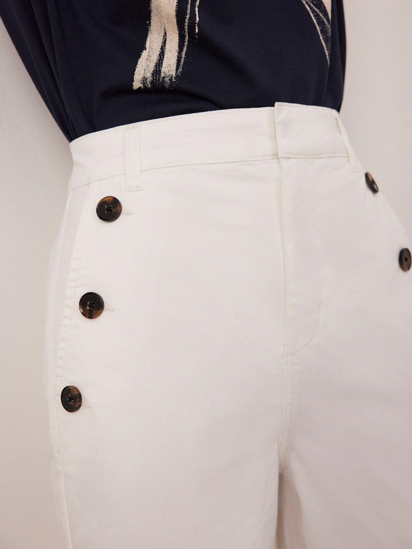  image of mint-velvet-white-button-detail-cropped-trousers-ivory