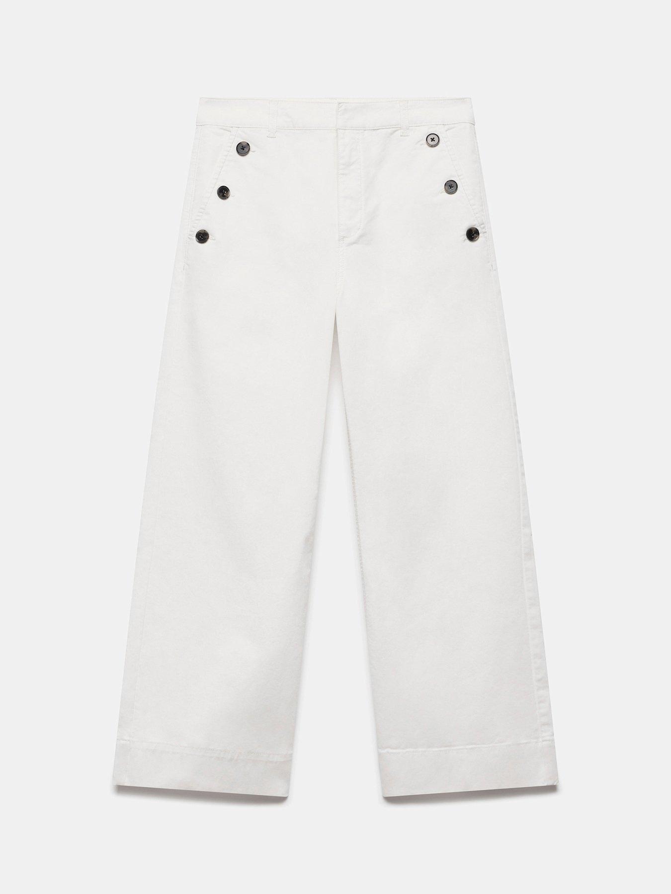  image of mint-velvet-white-button-detail-cropped-trousers-ivory