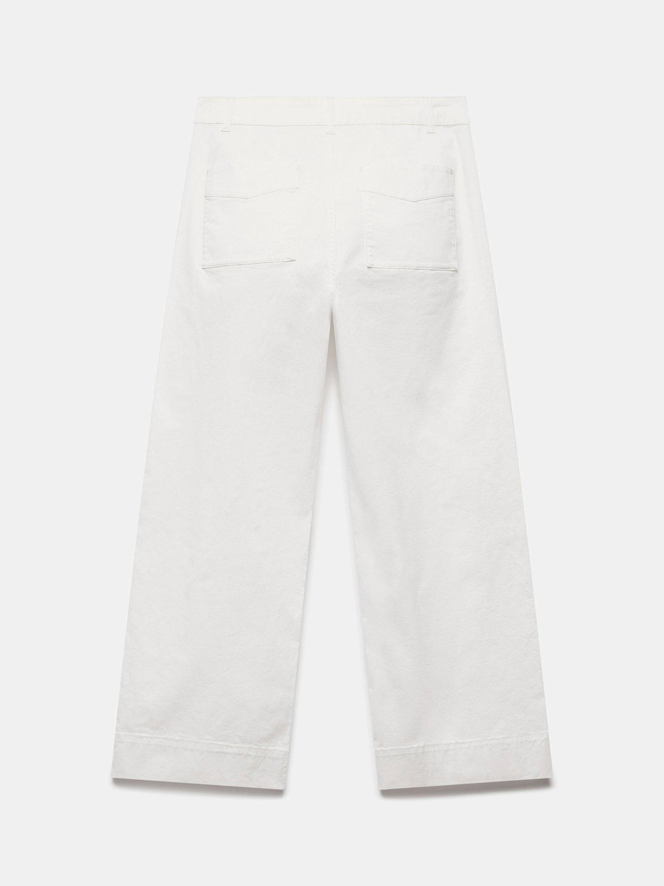  image of mint-velvet-white-button-detail-cropped-trousers-ivory