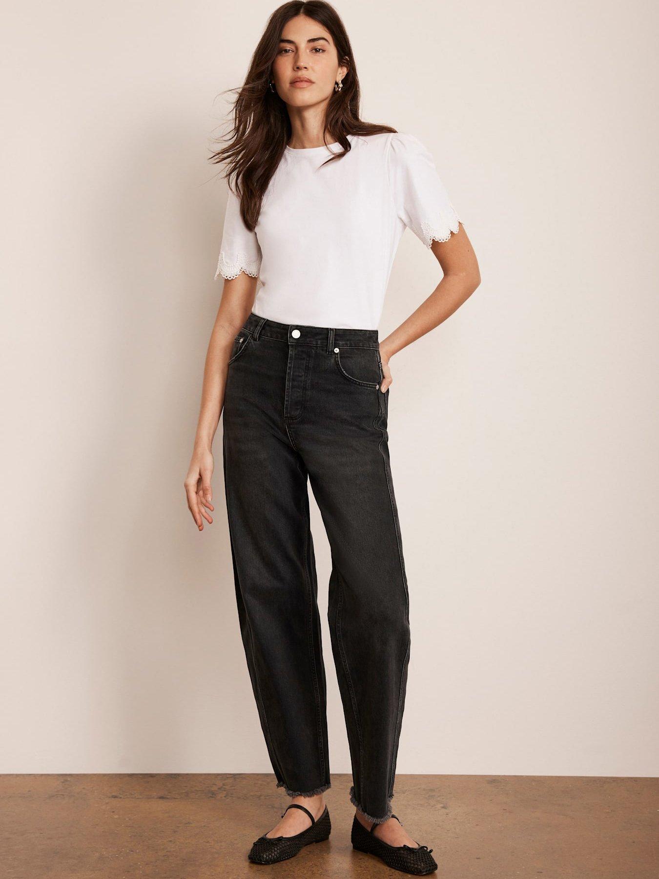  image of mint-velvet-cream-cotton-lace-trim-t-shirt-ivory
