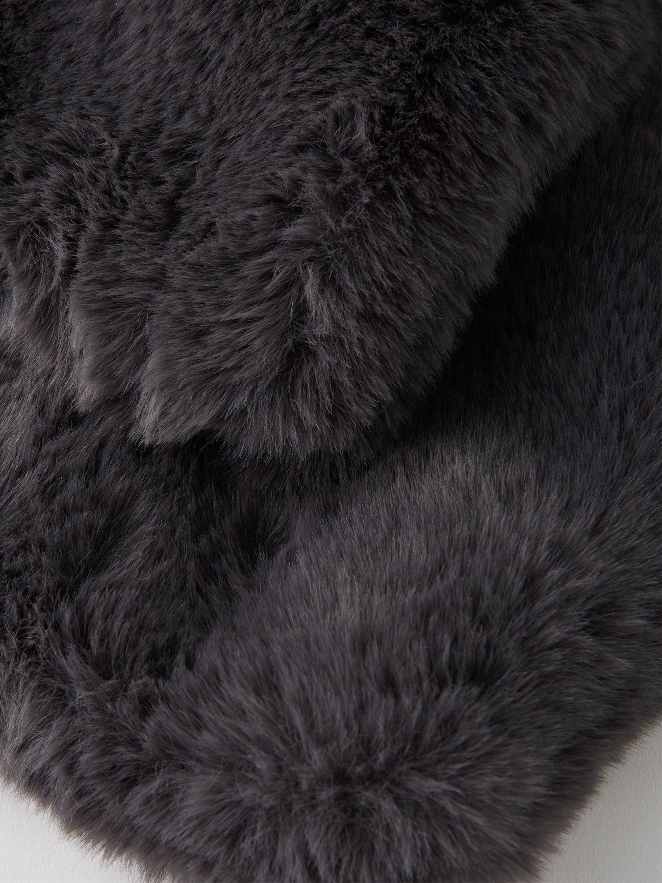  image of the-very-collection-faux-fur-scarf-dark-grey