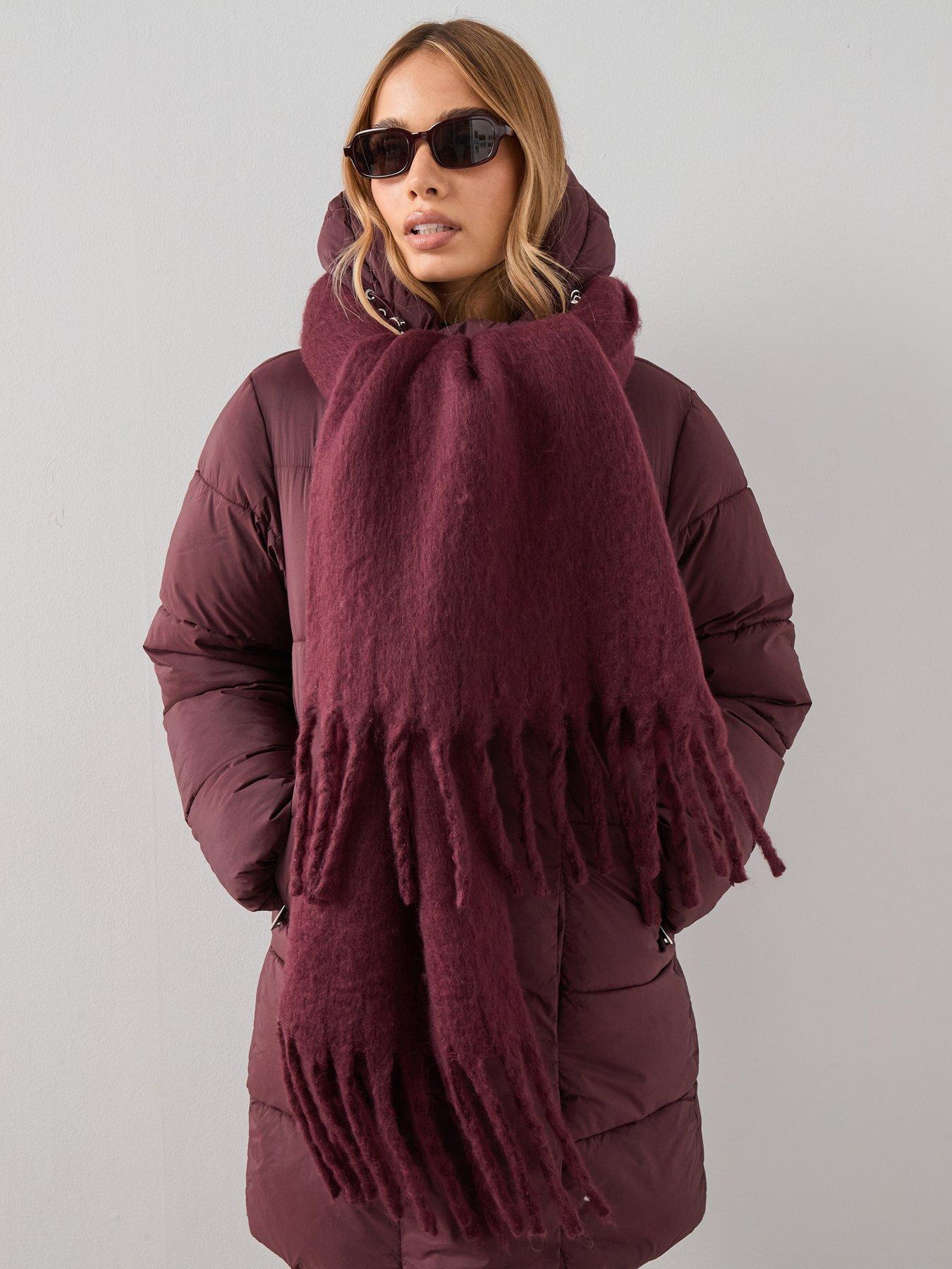  image of the-very-collection-brushed-tassel-scarf-burgundy