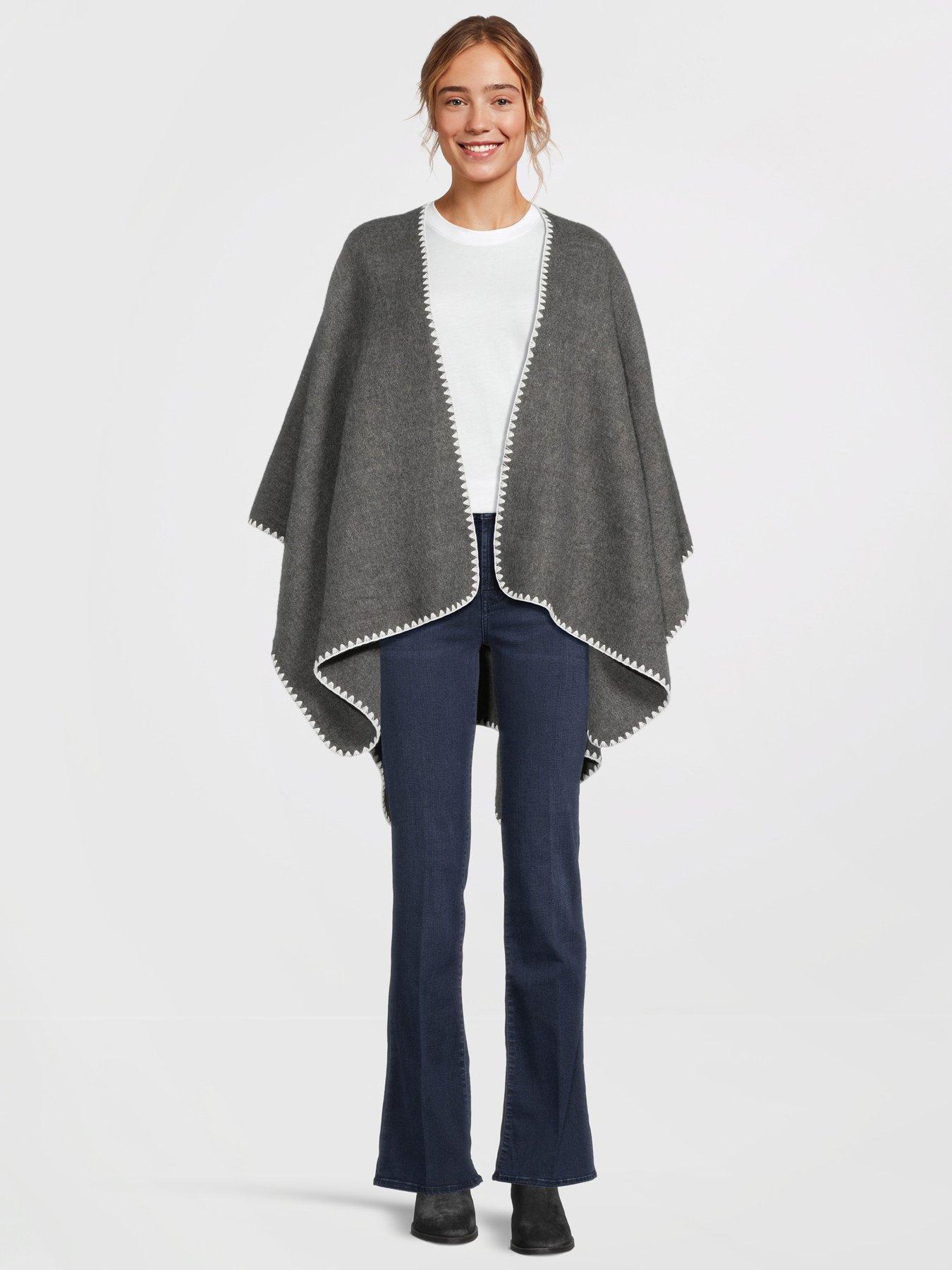 The Very Collection Colour Block Fringed Blanket Scarf - Grey