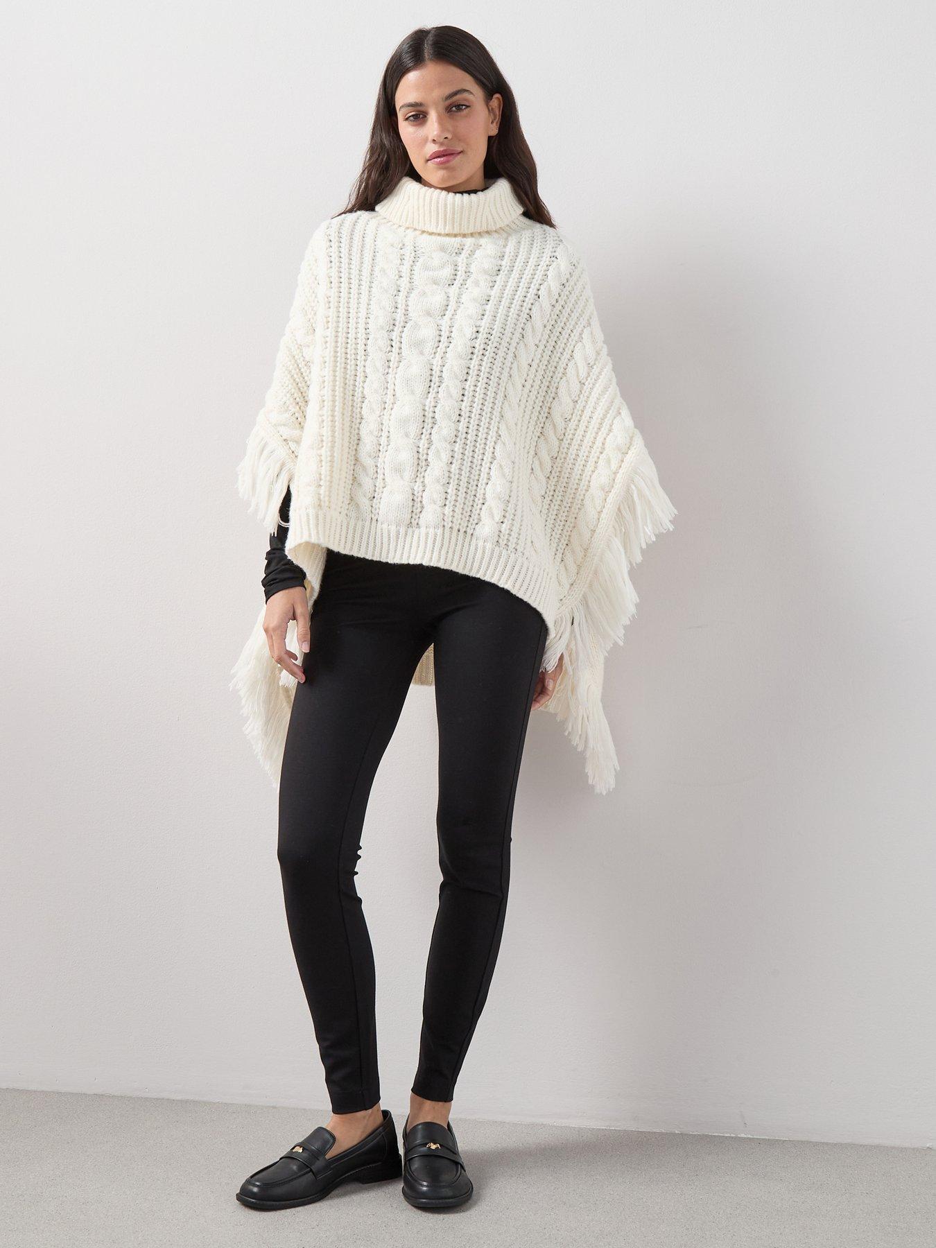 The Very Collection Cable Knit Fringe Trim Wrap - Cream