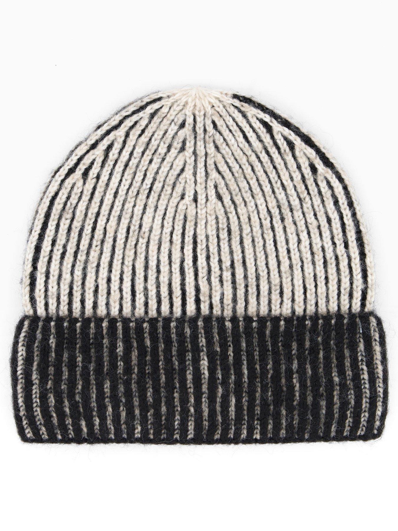 The Very Collection Rib Knit Pleated Beanie - Black