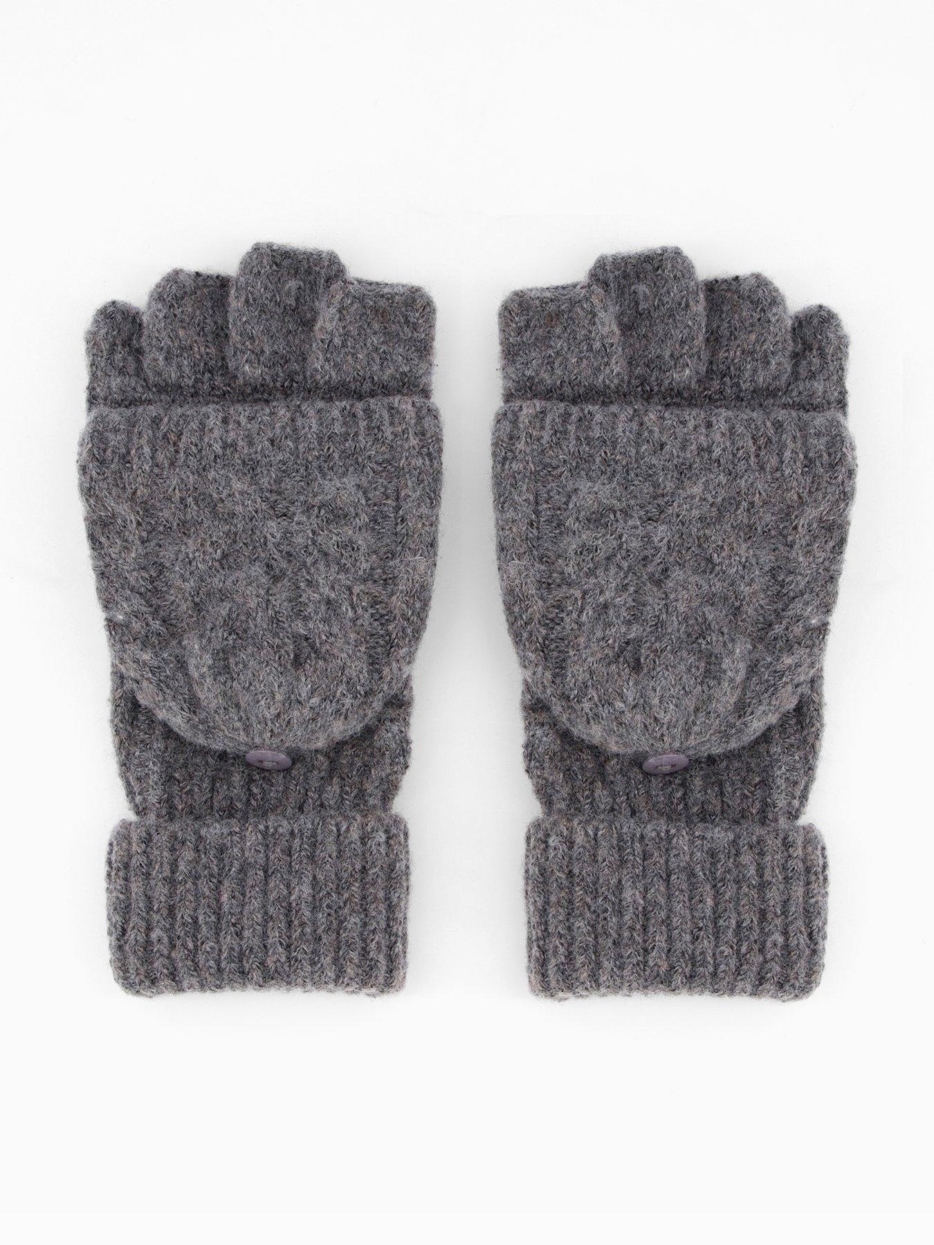 The Very Collection Cable Knit Mittens - Grey