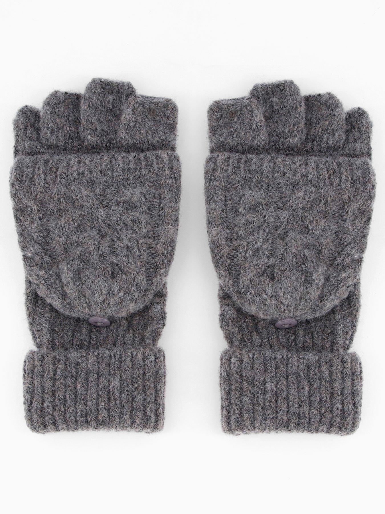 The Very Collection Cable Knit Mittens - Grey