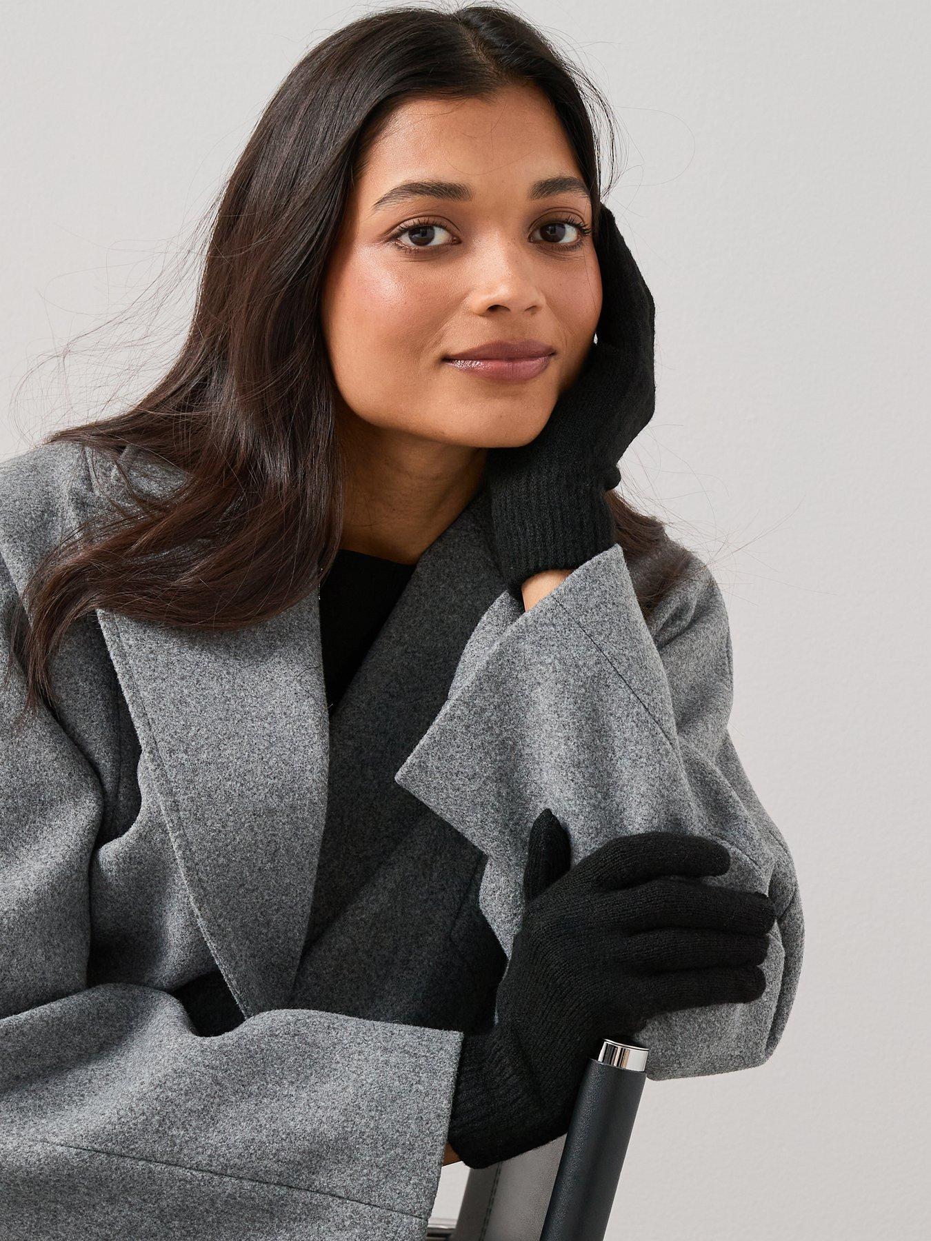 The Very Collection 2 Pack Knitted Touch Screen Gloves - Black/beige