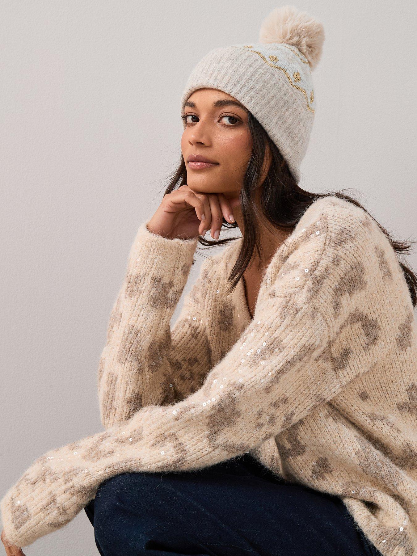 The Very Collection Knitted Fairisle Beanie With Faux Fur Pom Pom - Multi