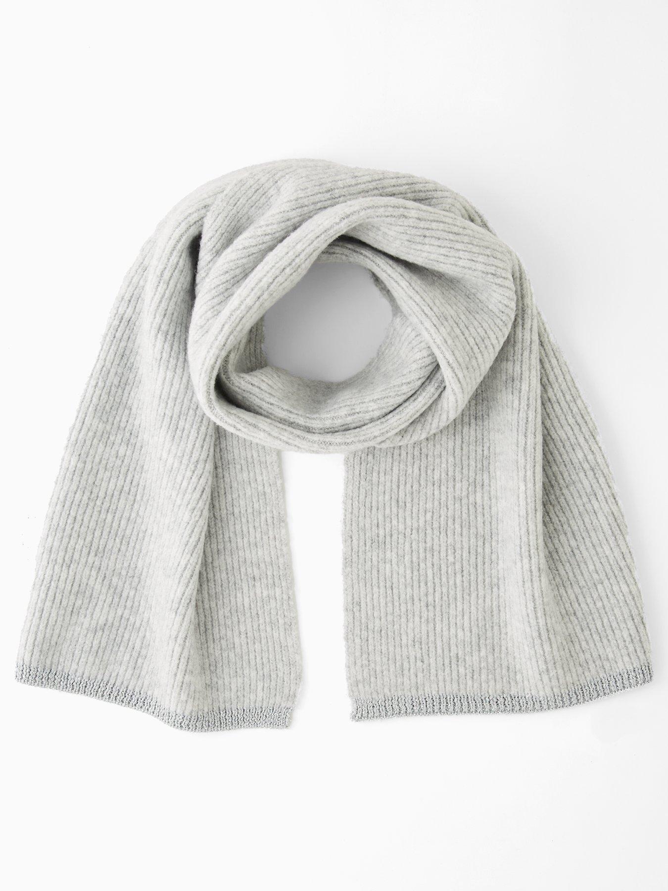  image of the-very-collection-rib-knitted-scarf-with-lurex-tipping-grey