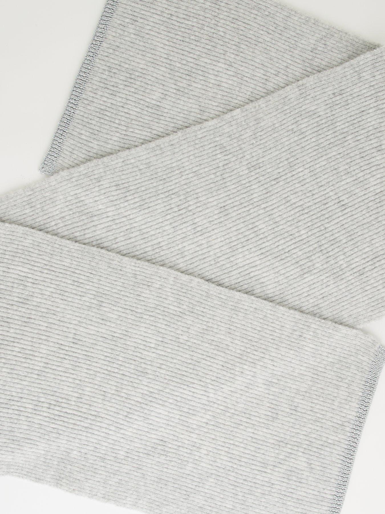  image of the-very-collection-rib-knitted-scarf-with-lurex-tipping-grey