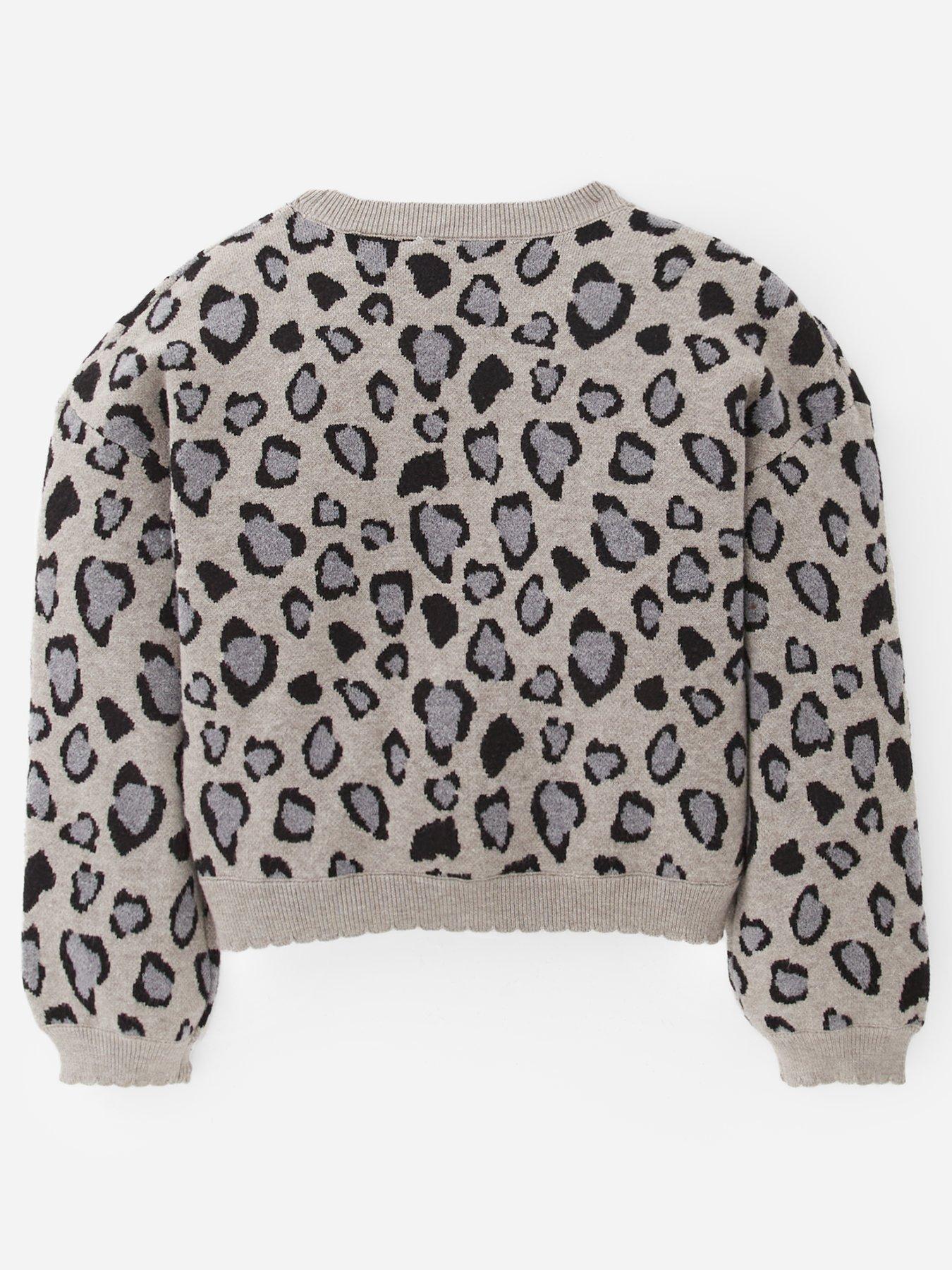  image of v-by-very-girls-leopard-cardigan-grey