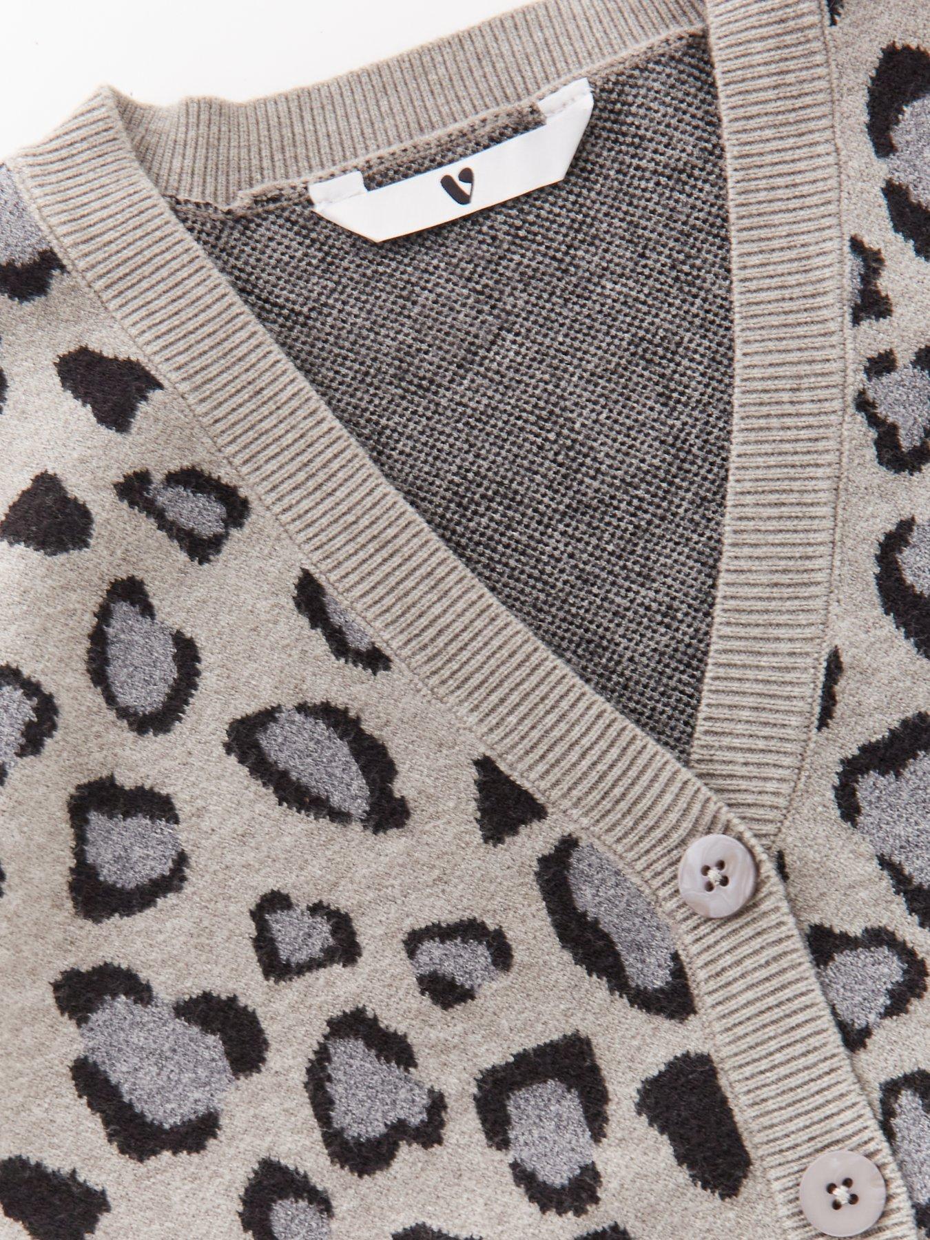  image of v-by-very-girls-leopard-cardigan-grey