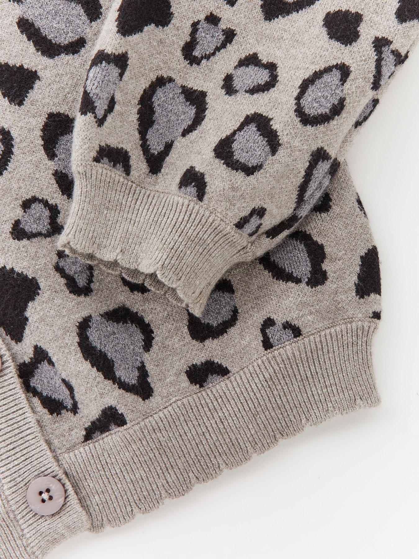  image of v-by-very-girls-leopard-cardigan-grey
