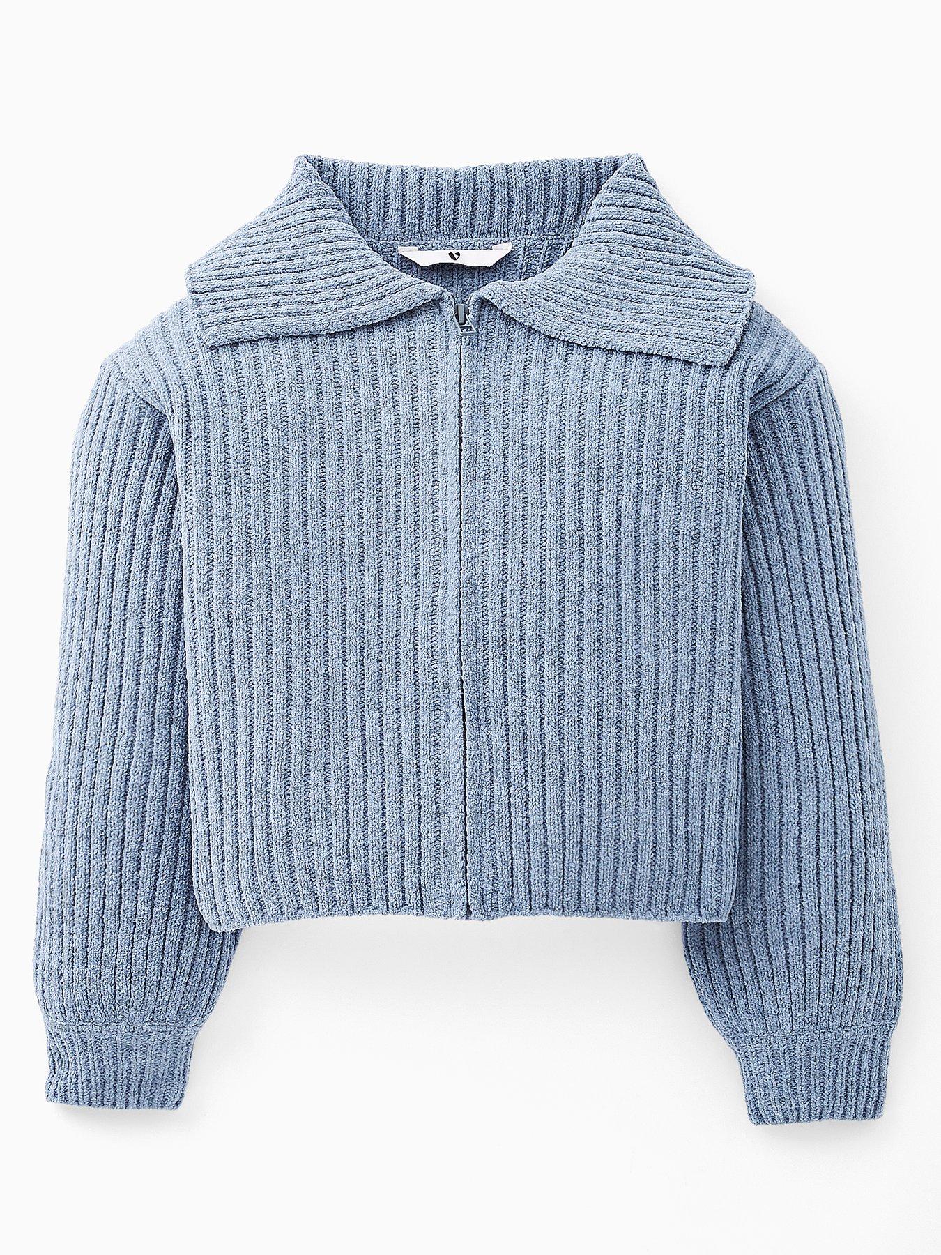 V by Very Girls Zip Up Hooded Cardigan - Grey
