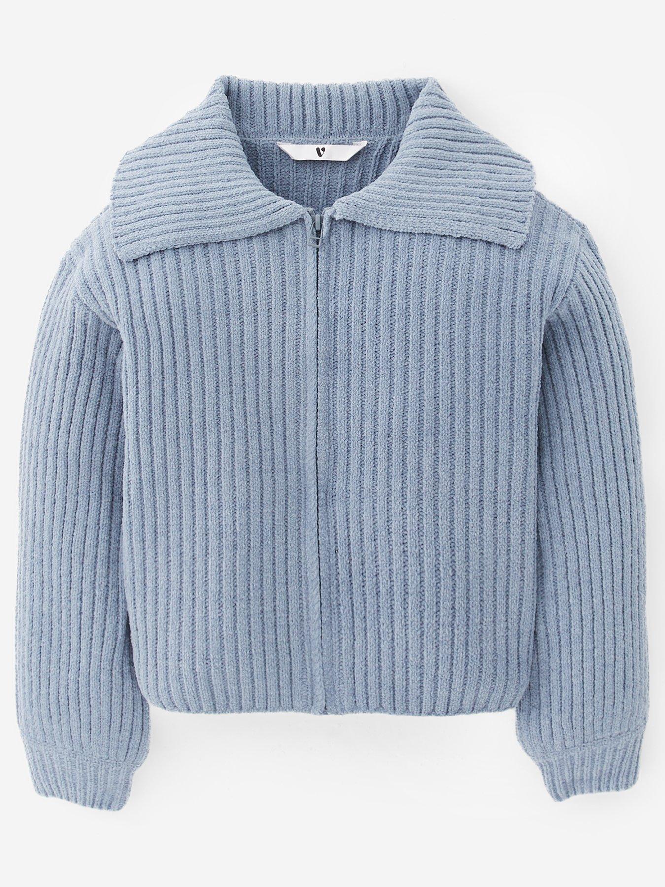 V by Very Girls Zip Up Hooded Cardigan - Grey