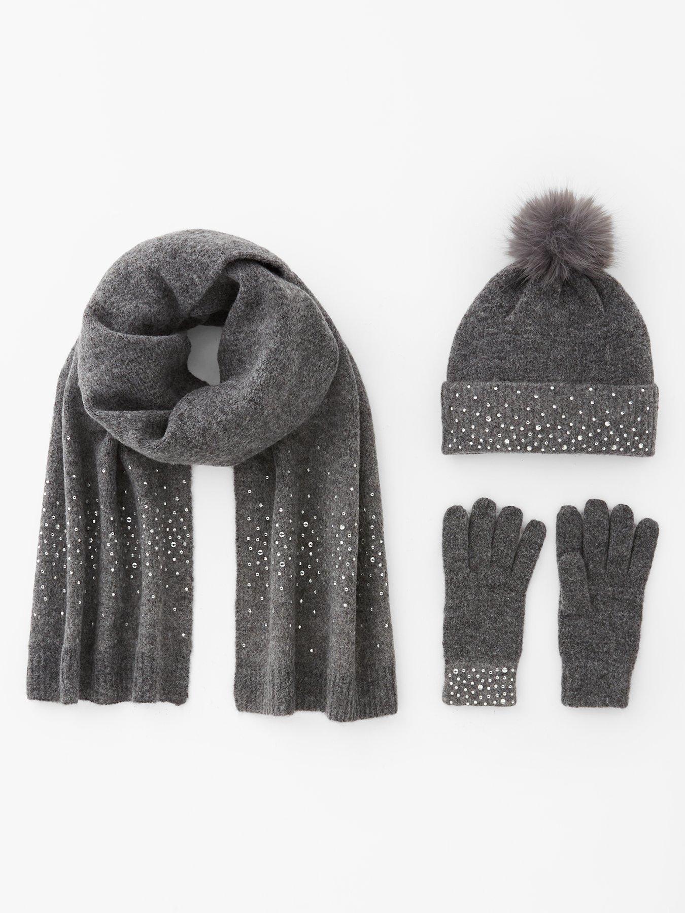 The Very Collection Heat Fix Hat Glove And Scarf Set - Grey
