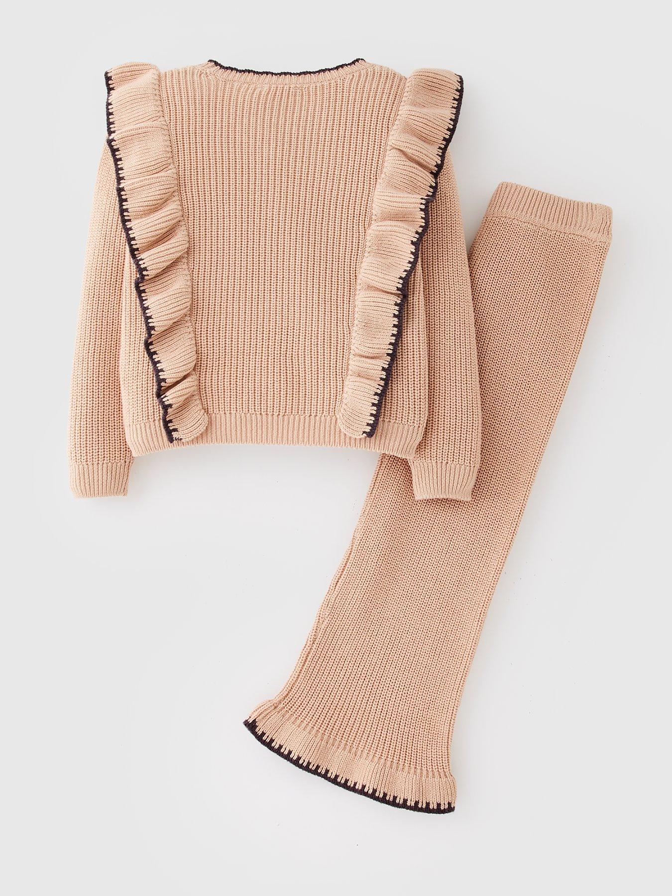 Image 2 of 4 of Mini V by Very Girls Knitted Contrast Hem Set - Black