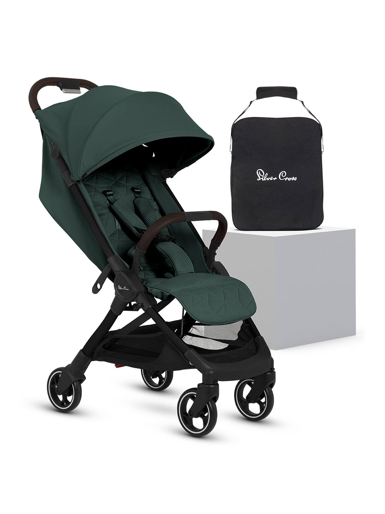 front image of silver-cross-clic-pushchair-with-travel-bag-conifer